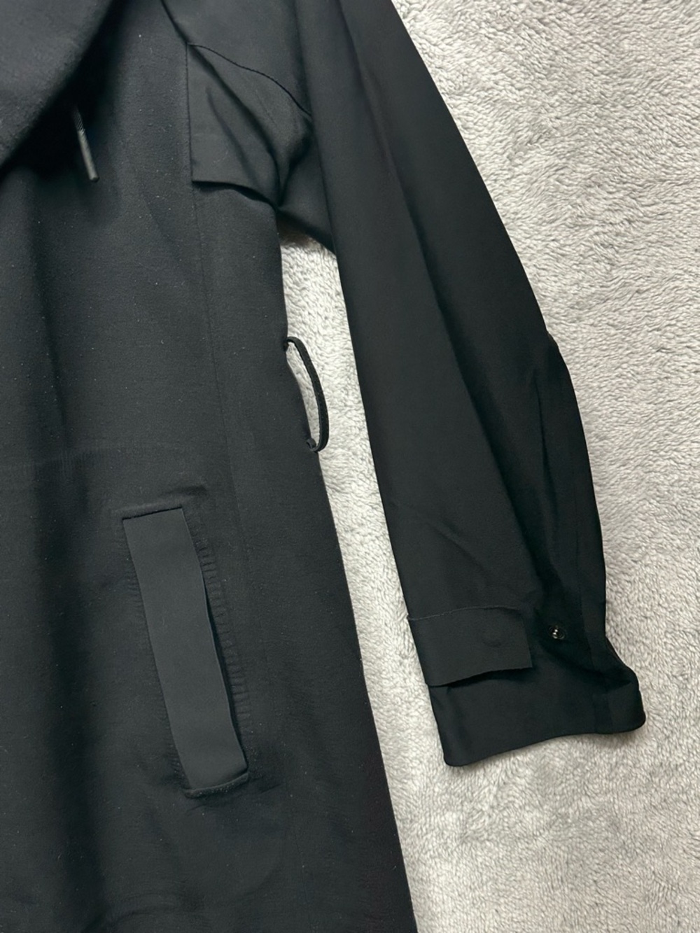 Athleta Black Hooded Trench Coat Lightweight Jacket Size 0 Minimalist Active - Picture 3 of 10